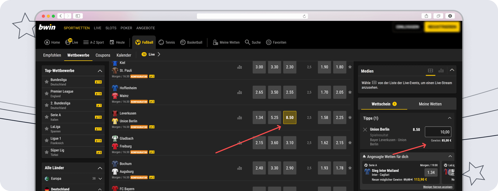 ohne Steuer bwin Quoten