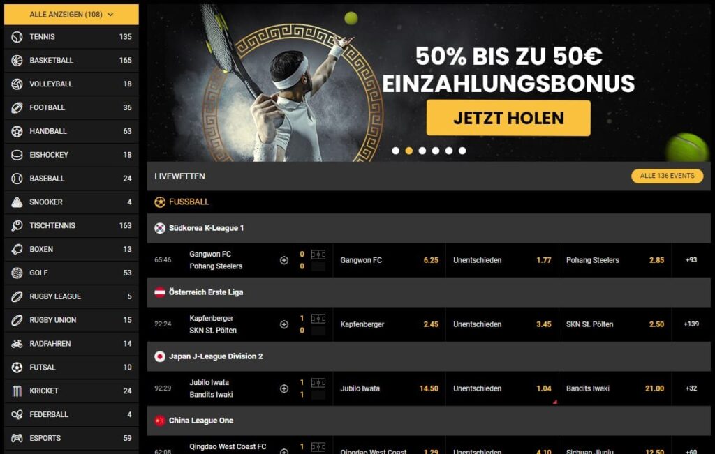 Wettangebot von Olympusbet