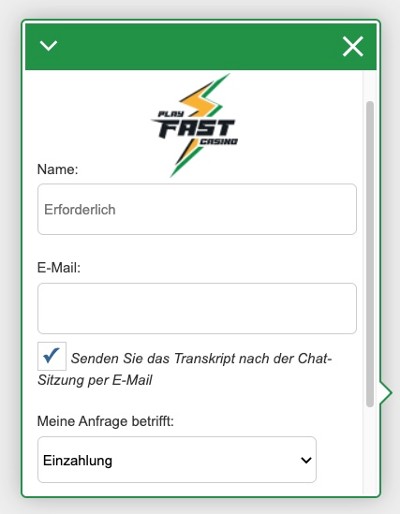 Der Live Chat im Playfastcasino