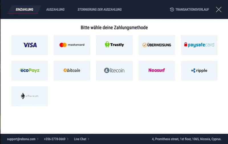 Rabona Sportwetten Erfahrungen – Einzahlungen und Auszahlungen
