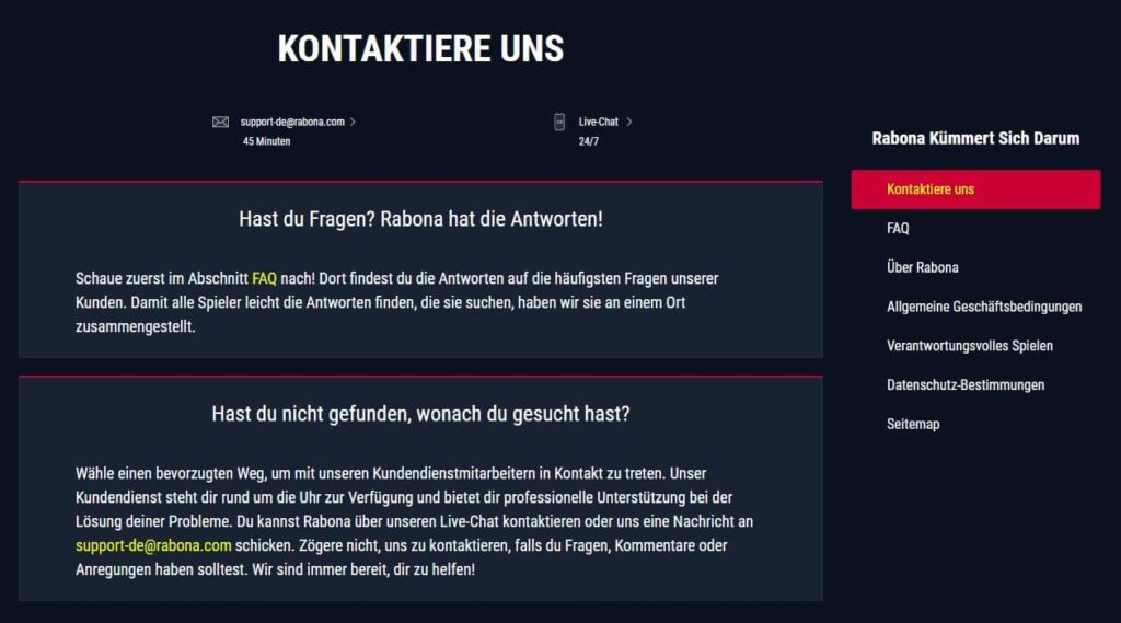 Kontaktwege von Rabona