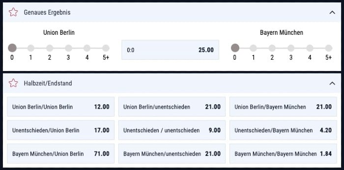 Beispiel für Wetten bei Rabona