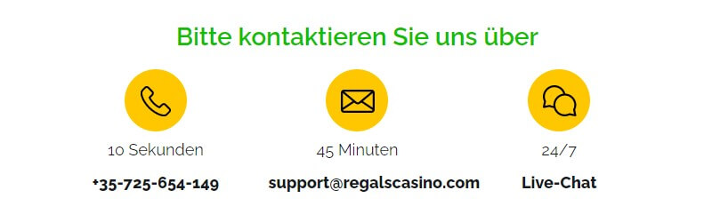 Kontaktmöglichkeiten von Regals Casino