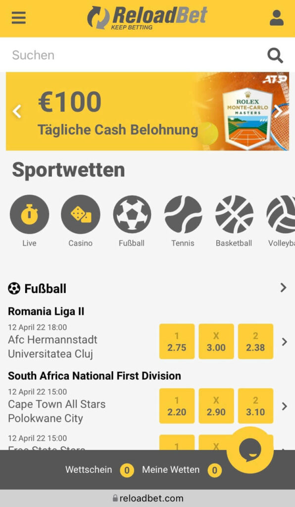 Mobile Ansicht von ReloadBet