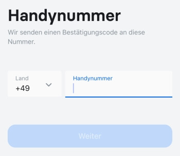 Revolut Registrierung – Handynummer eingeben