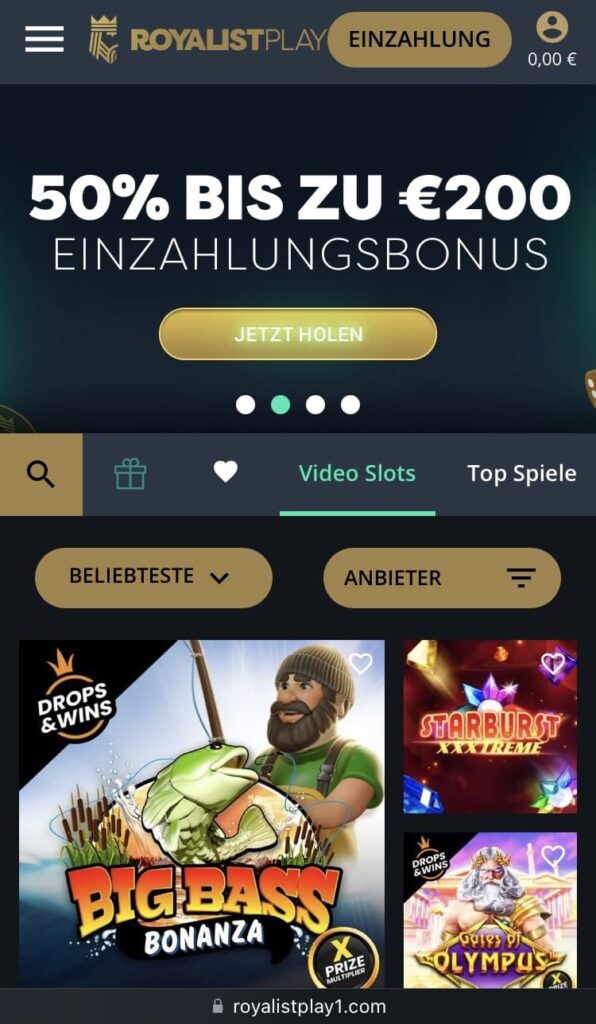 Mobile Ansicht Royalistplay Sportwetten