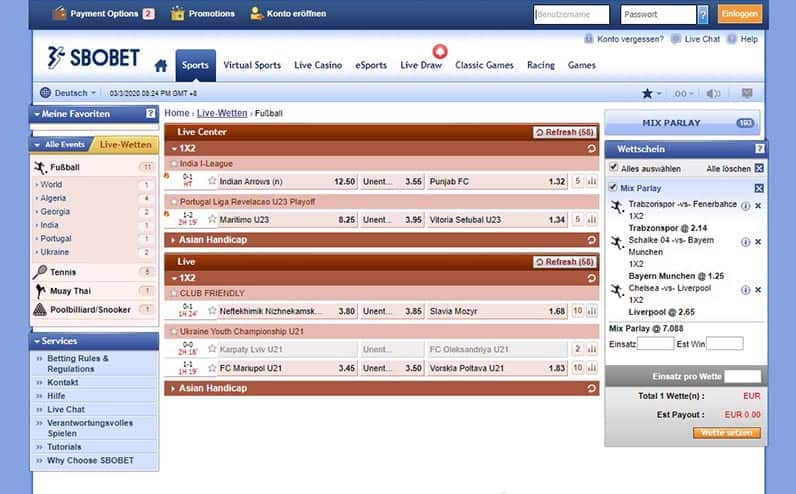SBOBET Livewetten