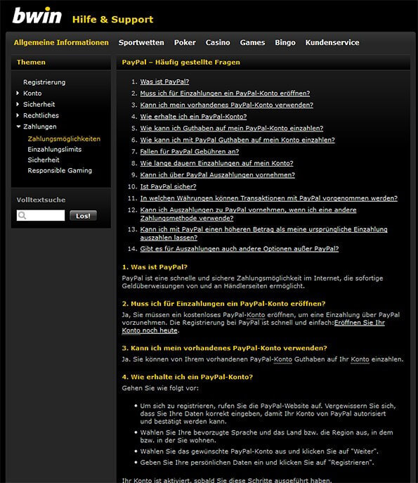 bwin Auszahlung auf das PayPal-Konto, wie geht es?