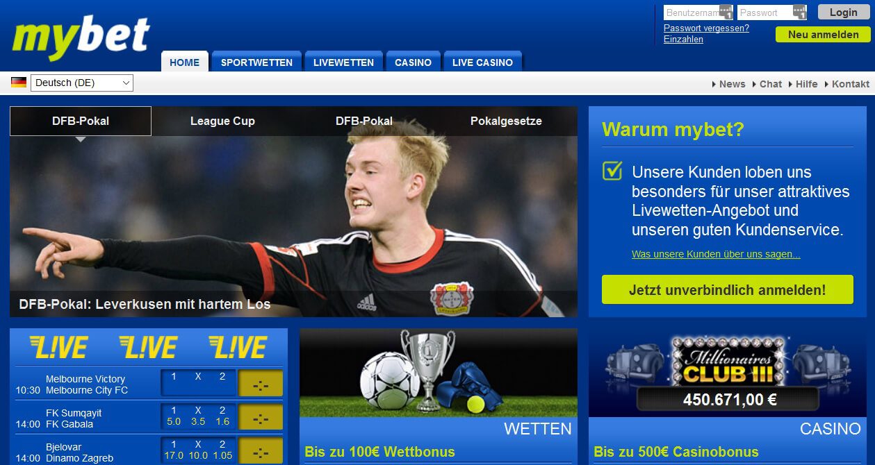 It's best to open a betting account with mybet and bet on the Bundesliga (Source: mybet)