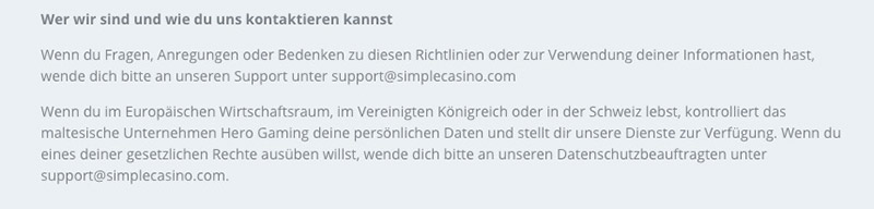 Simple Casino Erfahrungen – Service und Support