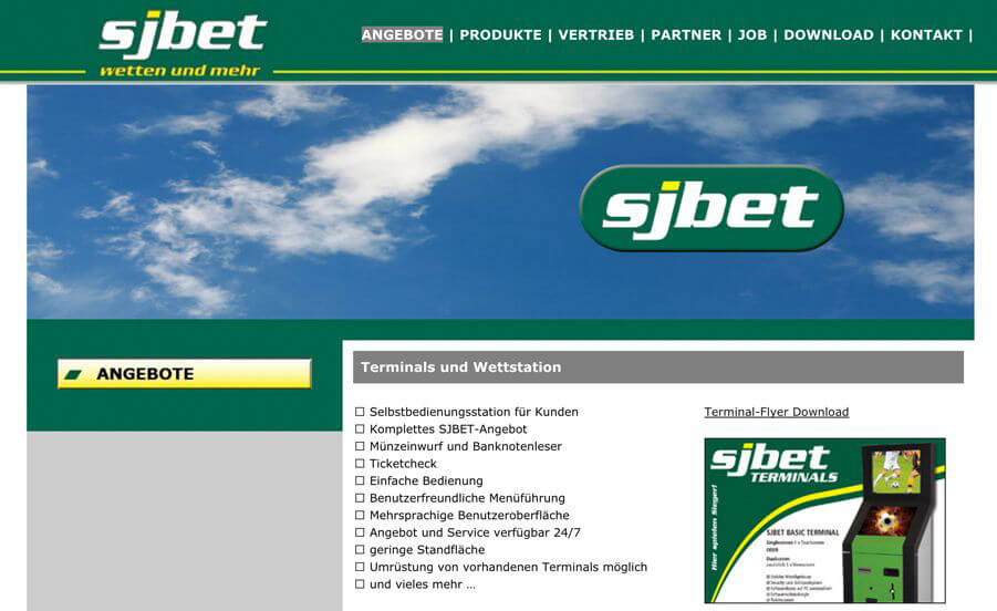 Das Angebot auf der Webseite von SJbets (Quelle: sjbet.info)