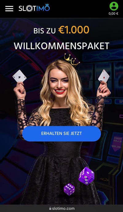 Mobile Ansicht des Slotimo Casinos