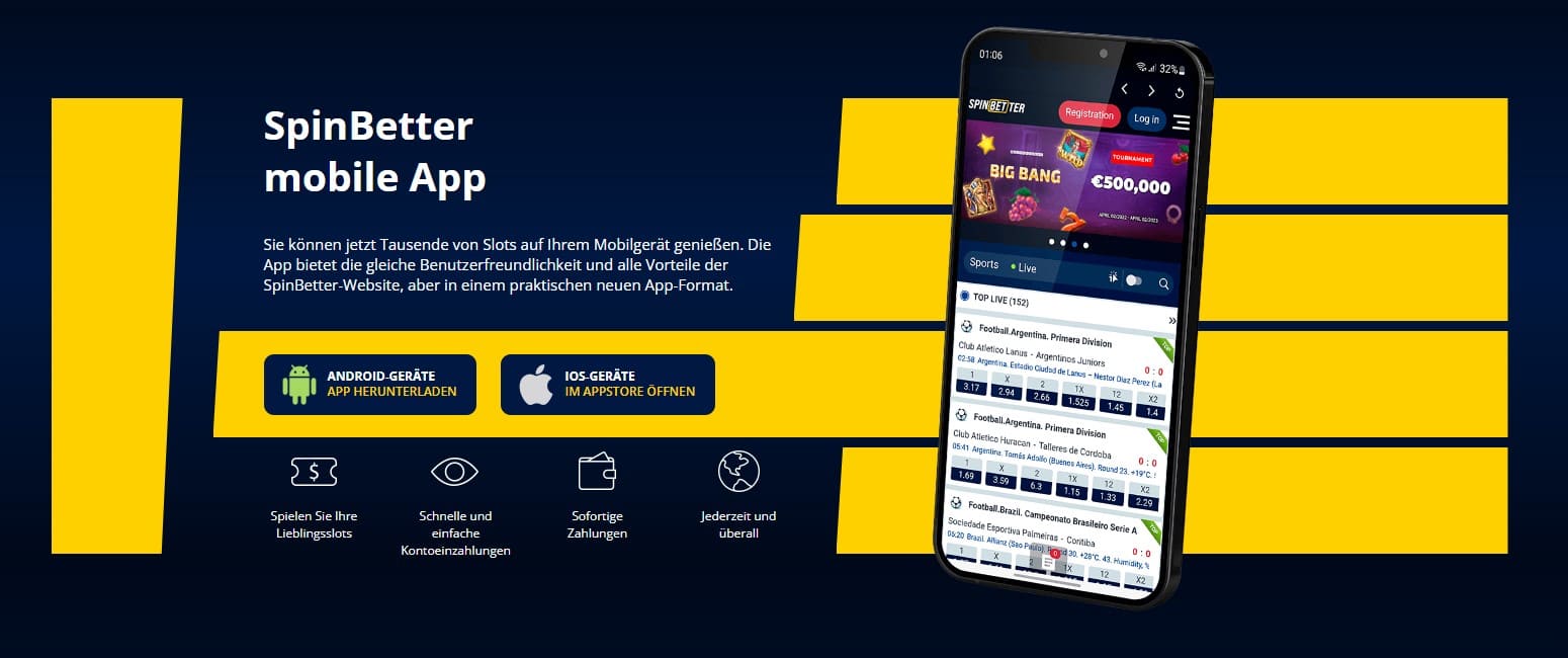 Mobile App von SpinBetter