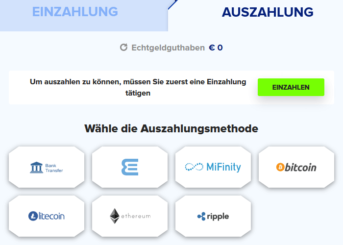 Auszahlungsmethoden