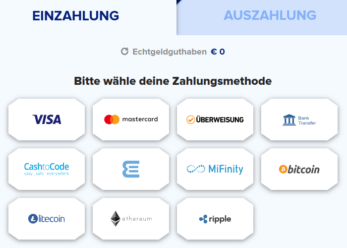 Einzahlungsmethoden von Sportaza