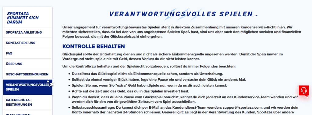 Spielerschutz von Sportaza