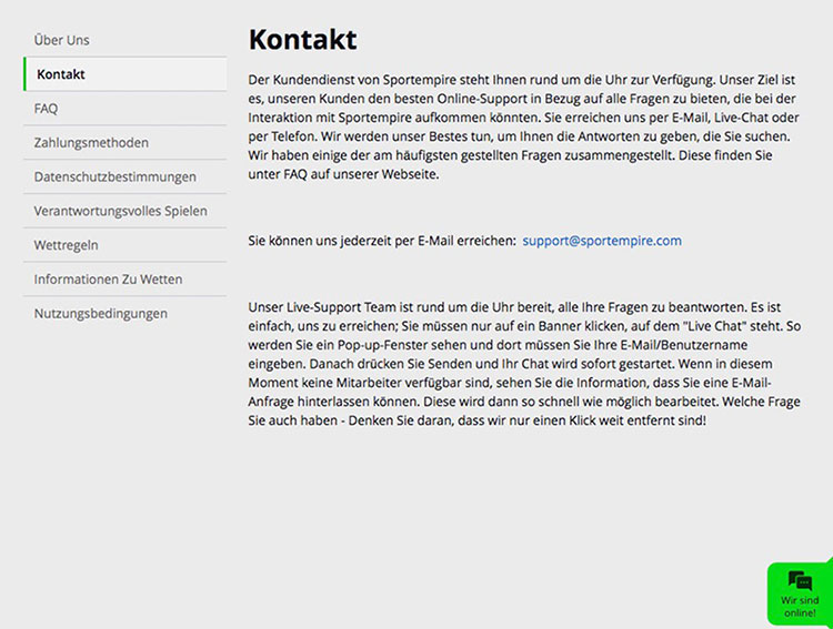 SportEmpire Sportwetten Erfahrungen – Service und Support