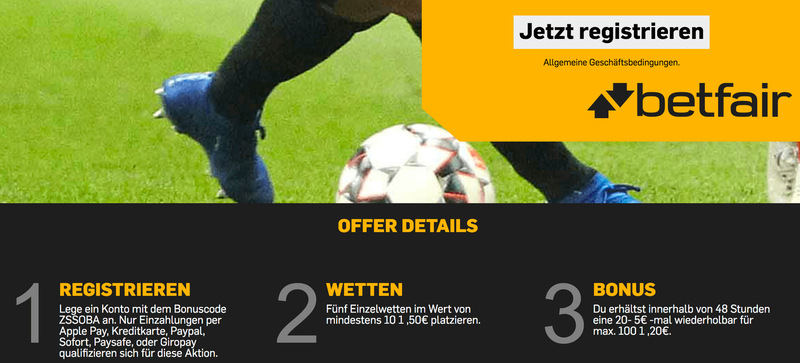 Sportwetten Bonus Code von Betfair