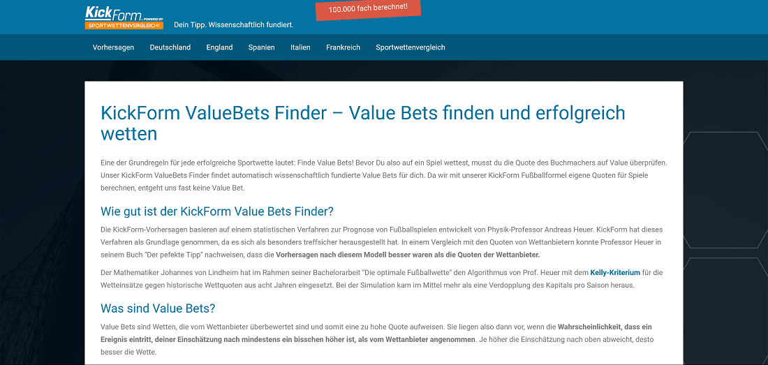 KickForm ValueBets Finder