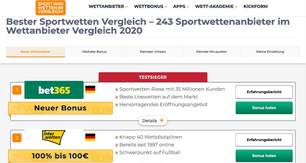 Sportwetten Vergleich