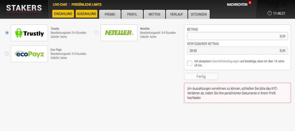 Stakers Erfahrung – Auszahlung