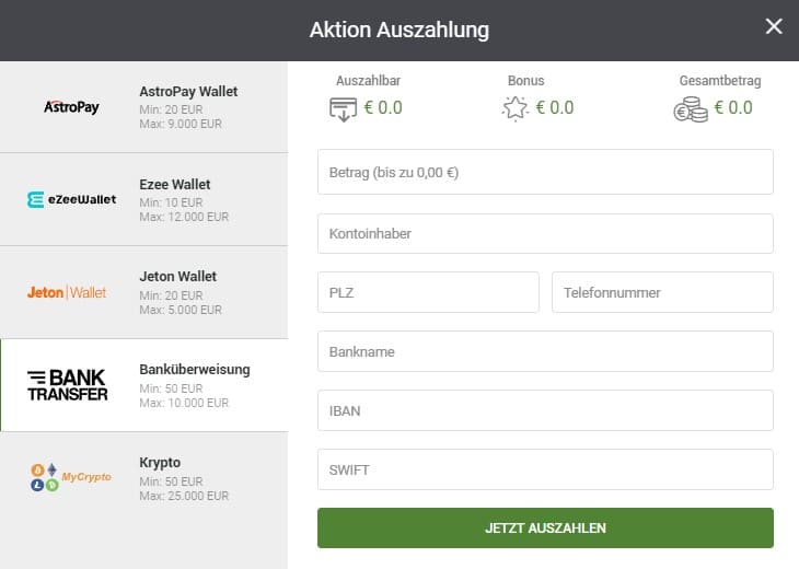 Auszahlung bei Sultanbet Sportwetten