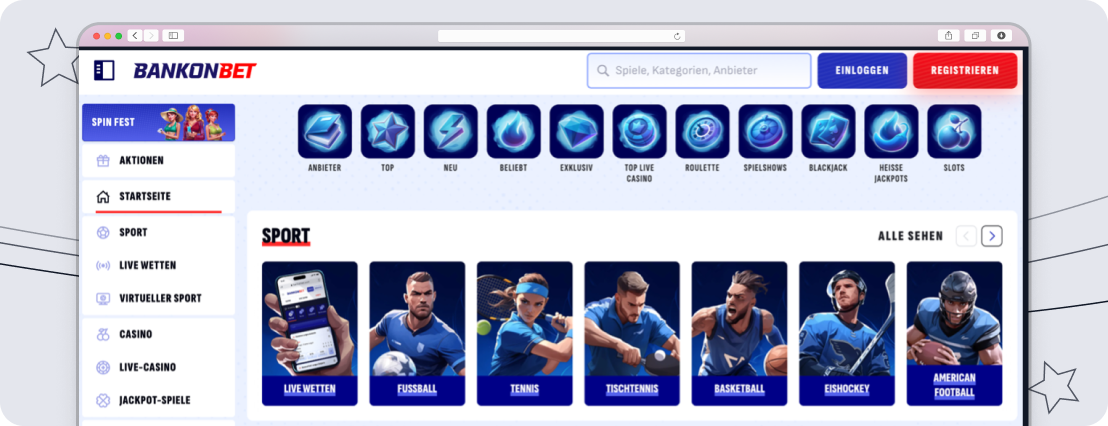 Bankonbet DE - Bedienung & Design