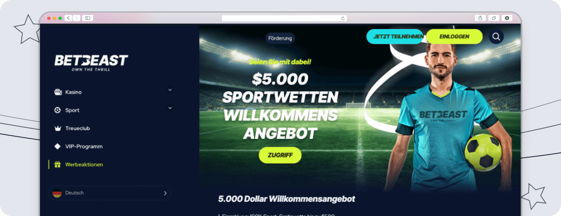 screenshot BetBeast Bonus & VIP Programm Desktop