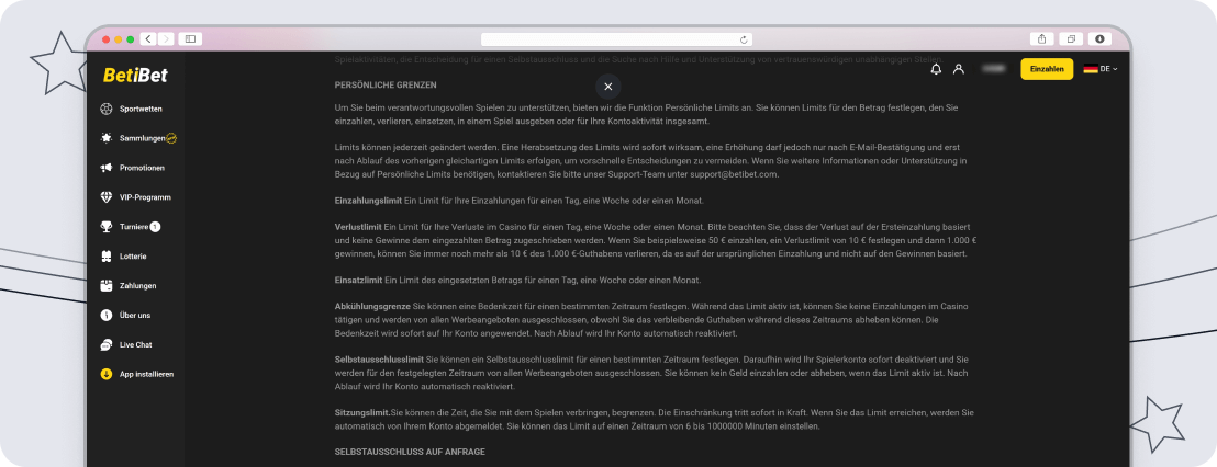Screenshot Betibet Seriosität & Sicherheit desktop