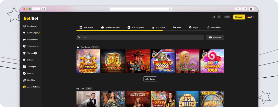 Screenshot Betibet Weitere Angebote desktop