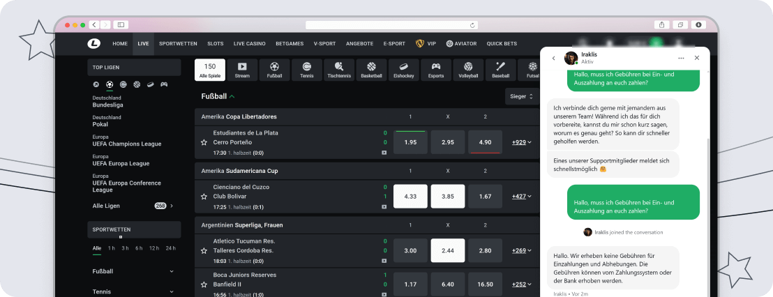 Screenshot Leonbet Service & Support desktop