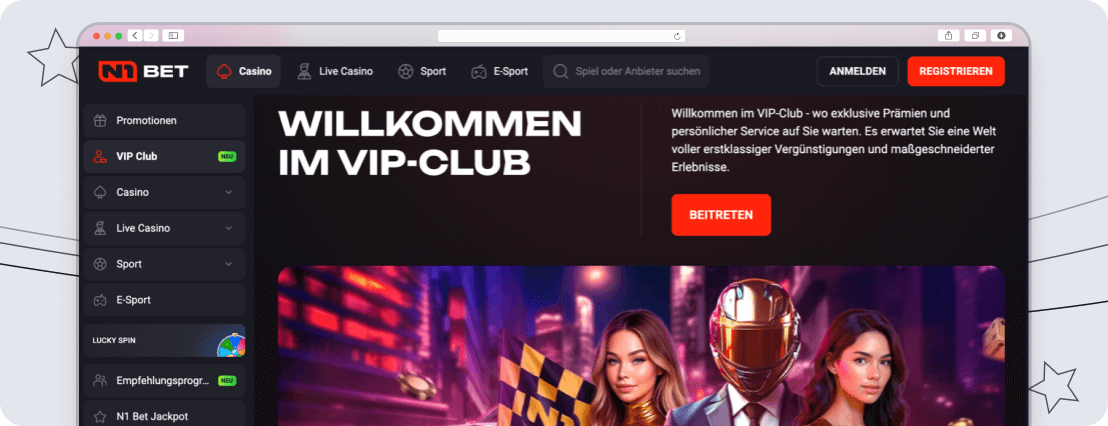 N1BET bonus and vip programm desktop2