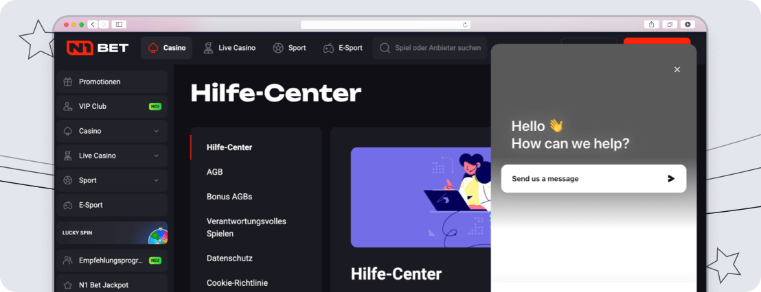 N1BET support desktop