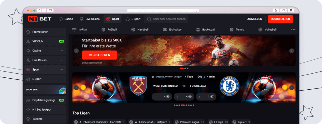 N1BET wettangebot mobile