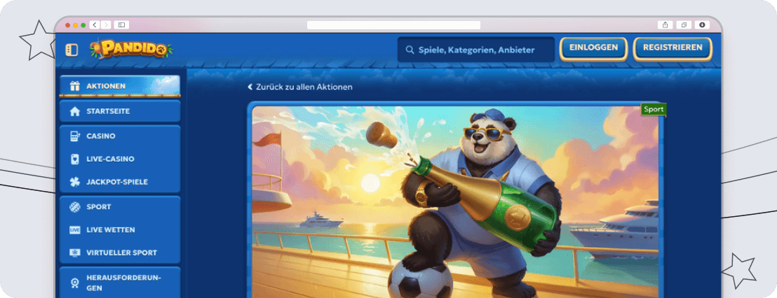 screenshot Pandido Willkommensbonus desktop