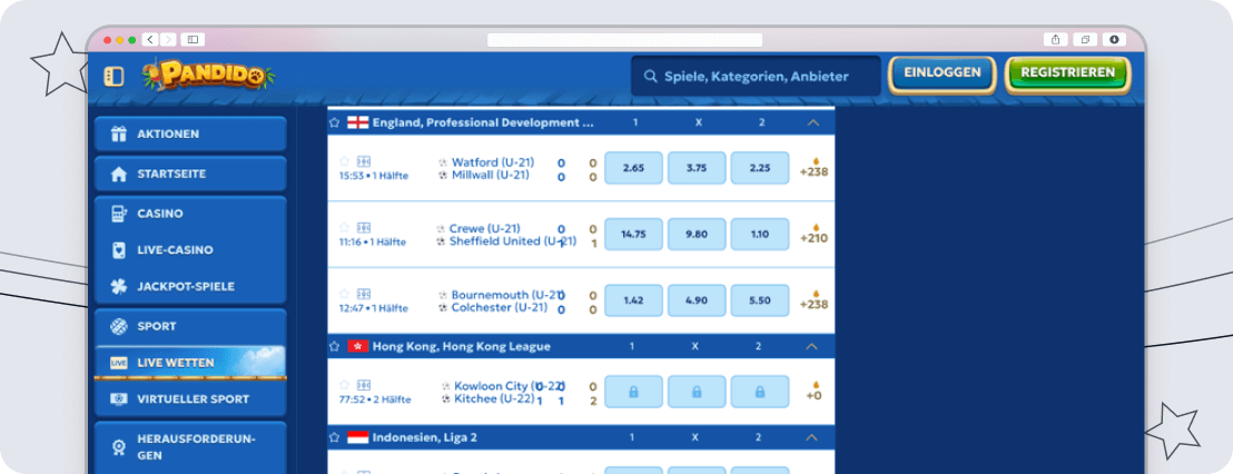 screenshot pandido livewetten desktop