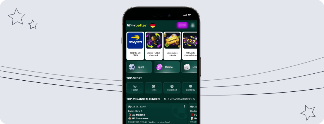 Screenshot SpinBetter Mobile App desktop