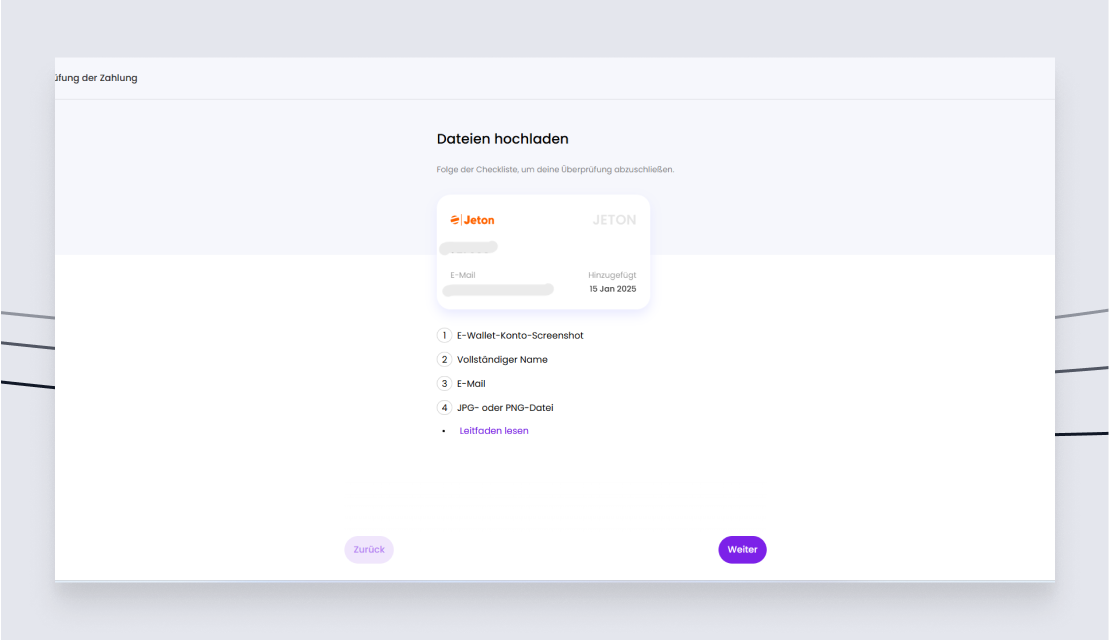 Winnerz Schritt 2 Verifizierung KYC