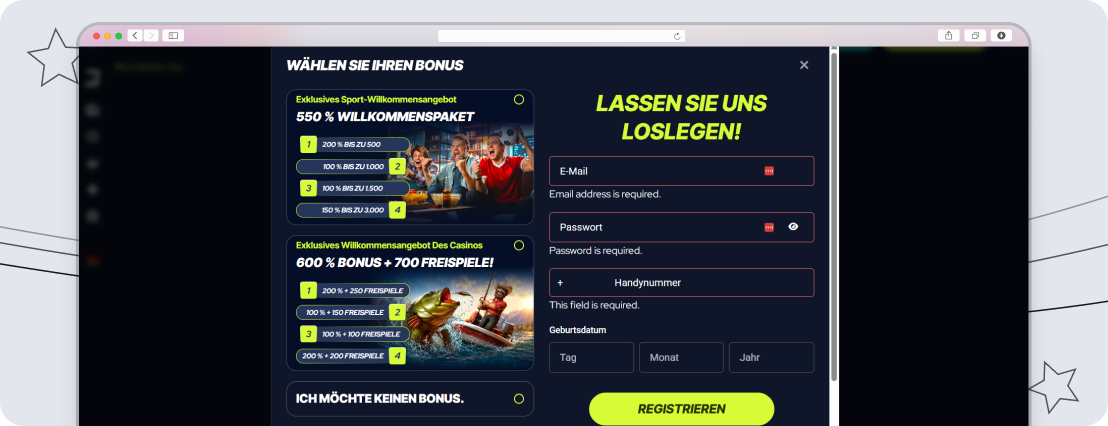Screenshot betbeast exclusive wilkommensbonus