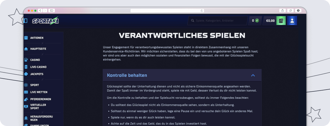 Spielerschutz bei Sportaza