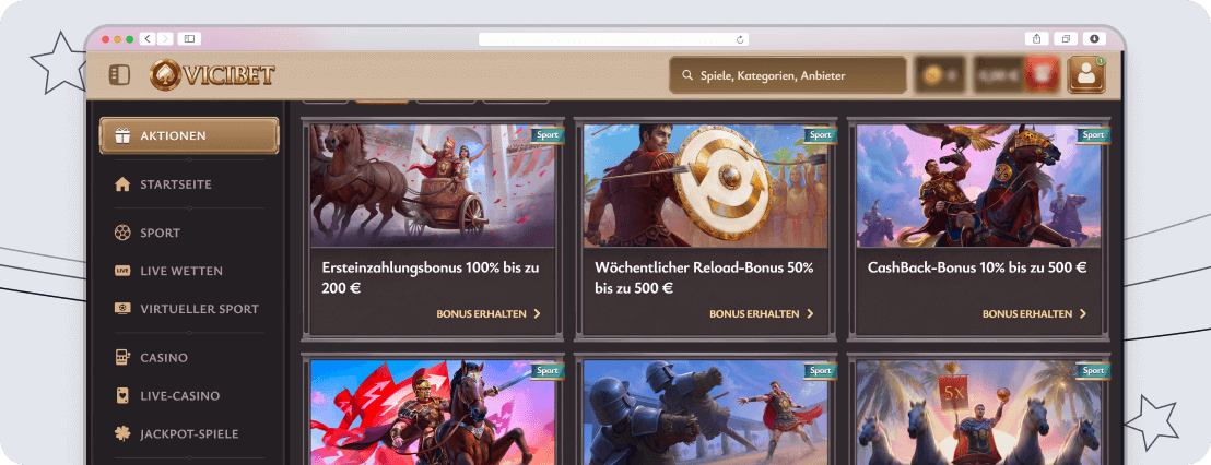 Screenshot Vicibet Bonus 2 desktop