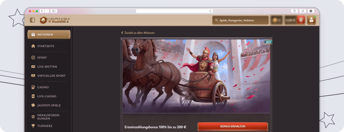 Screenshot Vicibet Bonus 1 desktop