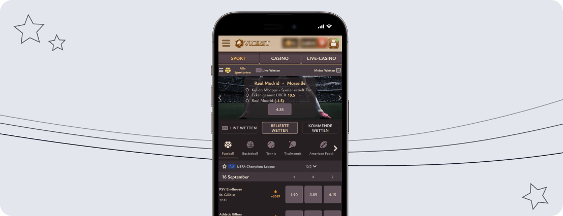 Screenshot Vicibet Mobile App desktop
