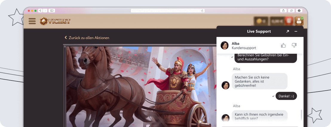 Screenshot Vicibet Service & Support desktop