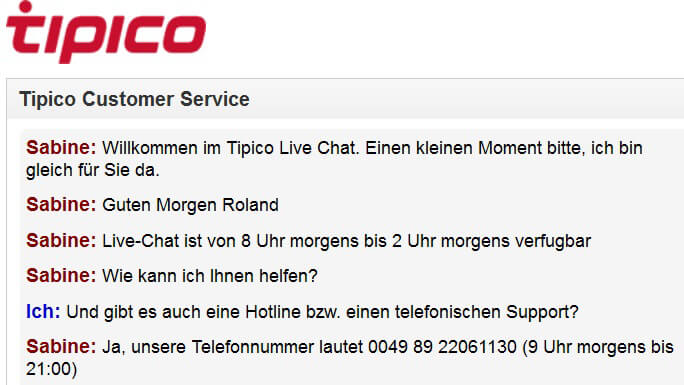Telefonnummer Tipico