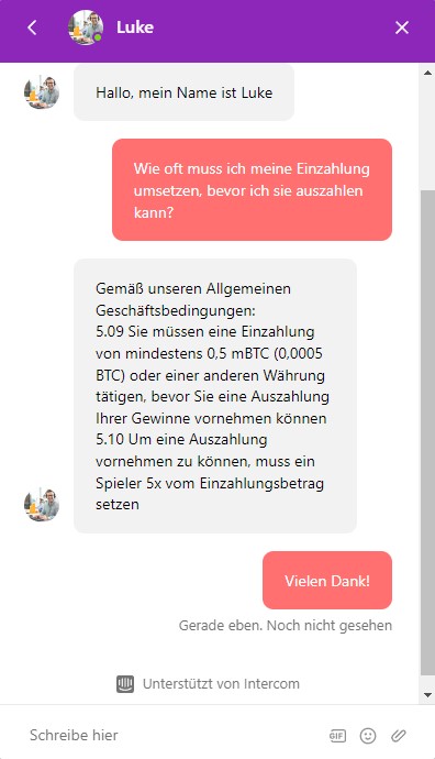 Live-Chat von Trustdice