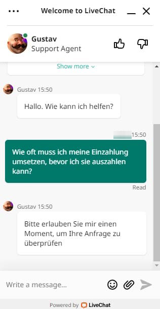 Live-Chat von Vave