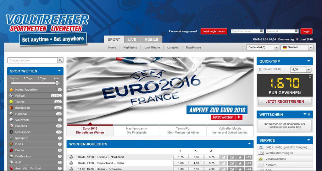 Volltreffer Sportwetten Webseite