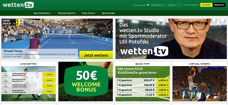 Wetten.tv Webseite