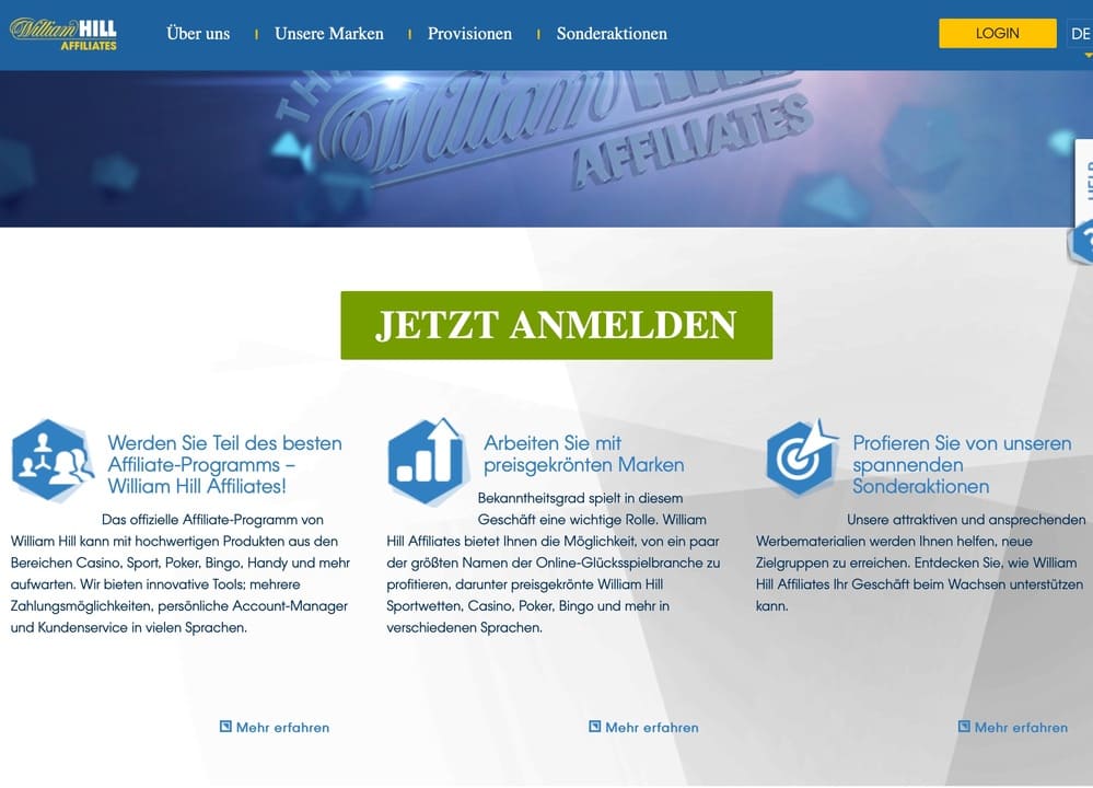 William Hill Affiliates / Partnerprogramm 